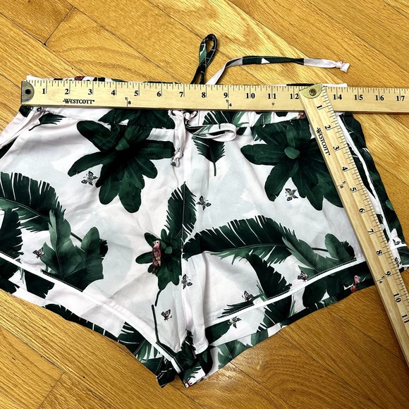 NEW Revolve Plush Apparel Tropical Pink Jungle Silky Pajama PJs Set Shorts XS - Picture 9 of 11